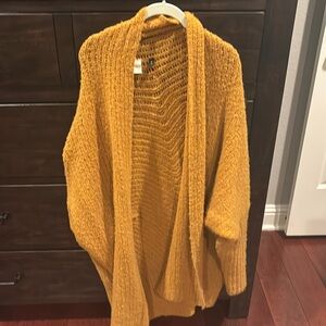 Anthropologie mustard sleepingg on snow cardigan size medium